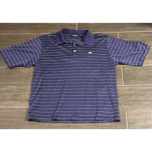 Amen Corner Masters Men's Large Golf Polo Purple With Green Stripe Cotton